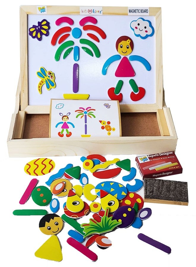 KITIKITTZ ® Educational Learning Board Multipurpose Double-Sided, Magnetic Wooden Puzzle Writing, English Alphabets, Puzzle, White and Black Board (Board-Picture) - Image 4